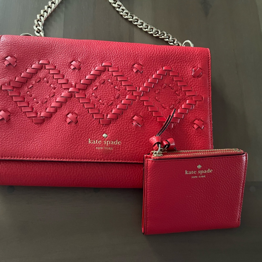 Kate Spade Flynn Street Valencia Prickly Pear Leather bag & wallet